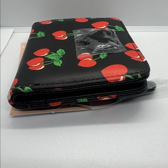 🍒 NWT Luv Betsey by Betsey Johnson Cherry Sweet Bifold Wallet - Black Heart HTF🍒 - Picture 14 of 16